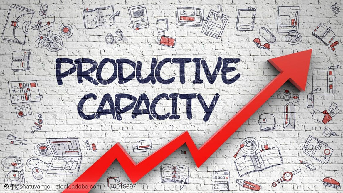 Productive capacity sign with red arrow pointing upward