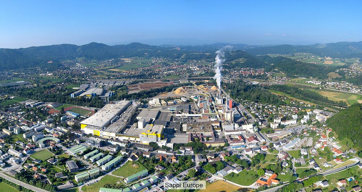 Areal view of Sappi Europe's Gratkorn pulp and paper mill in Austria