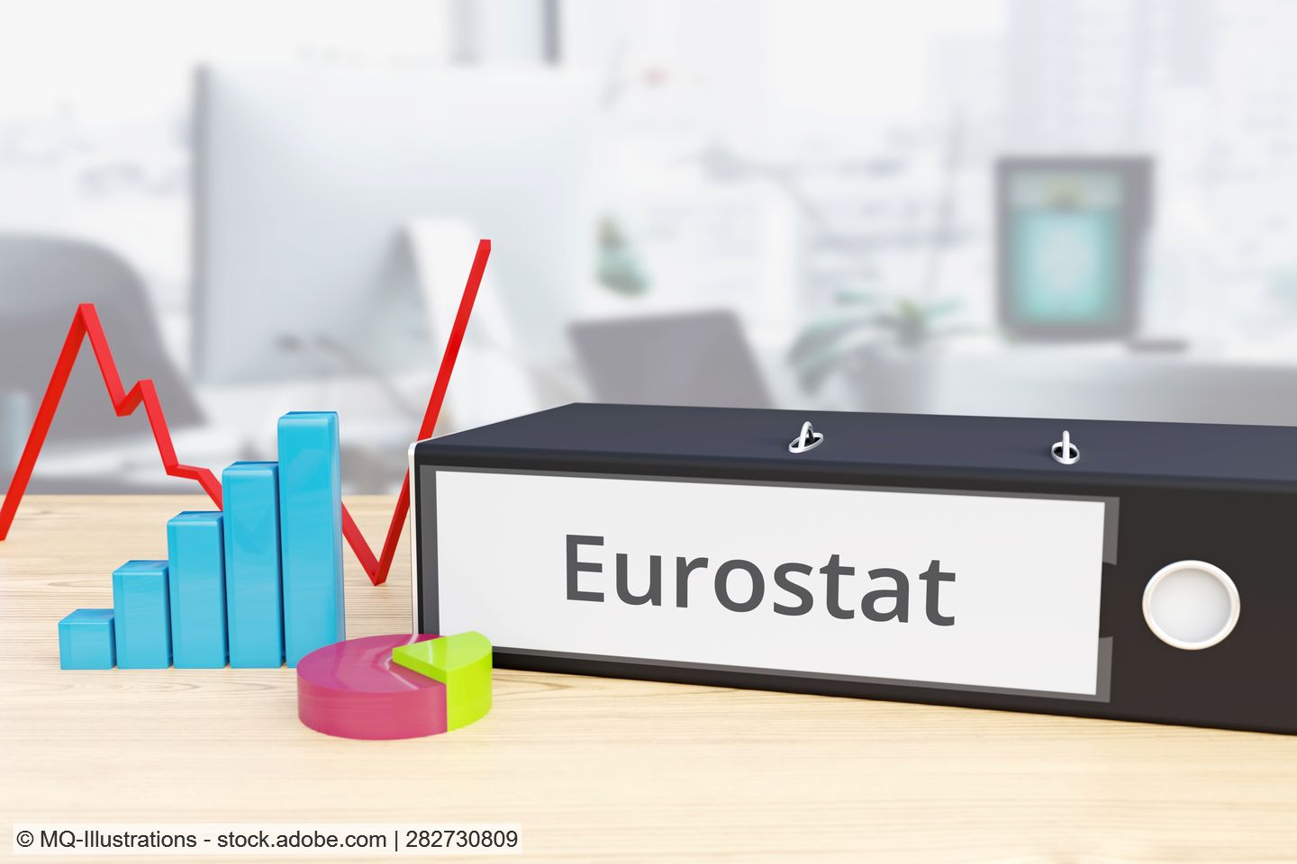 Folder labelled "Eurostat" lying on an office desk