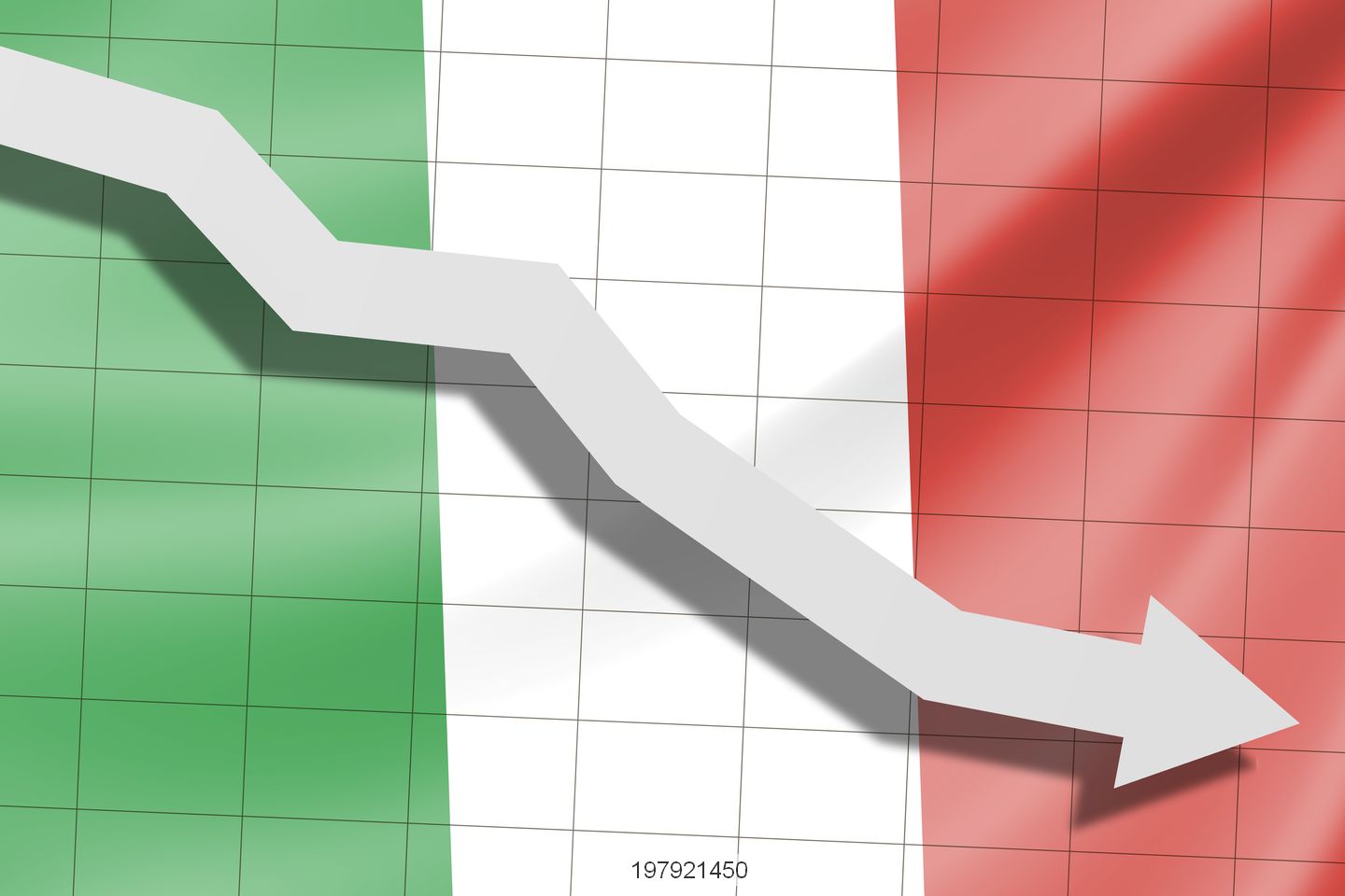 Italian flag with arrow pointing downward
